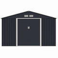 Casuta / magazie de gradina metalica MESTERINO S1001-G gri/bej 321x301x205 cm, usi culisante, baza metalica CADOU