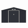Casuta / magazie de gradina metalica MESTERINO Archer-D-2, gri/bej, 341x195x211 cm, cu usi culisante, baza metalica CADOU