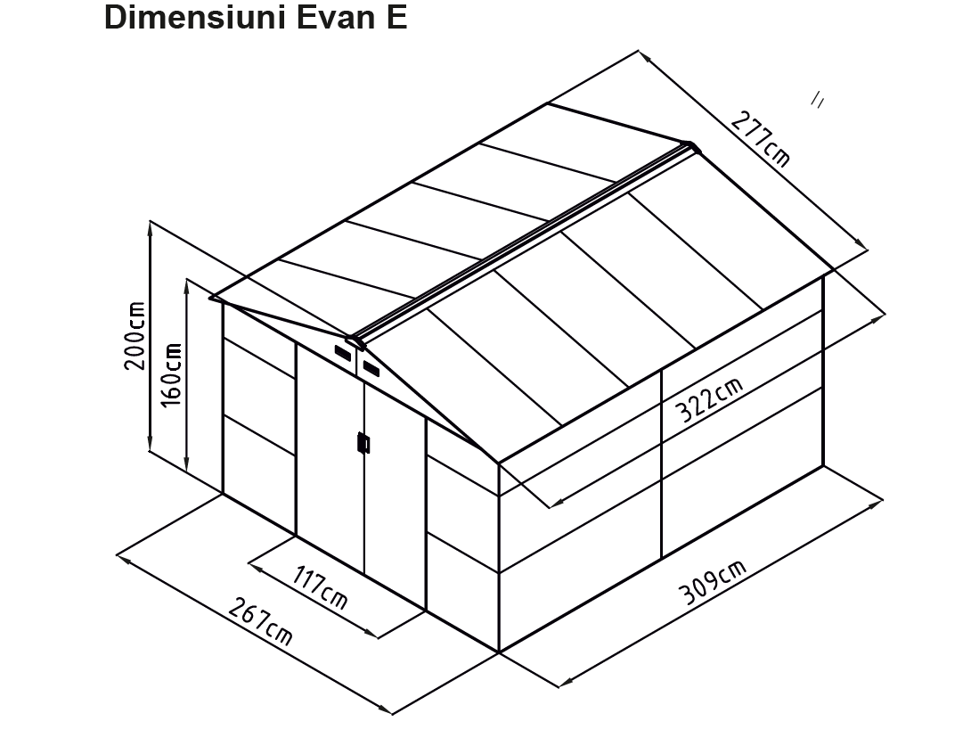 Casuta / magazie de gradina metalica MESTERINO Evan-E, gri/bej, 277x322x200 cm, cu usi culisante, baza metalica CADOU