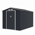 Casuta / magazie de gradina metalica MESTERINO Archer-Plus-C-3, gri/bej, 213x322x205 cm, cu usi culisante, baza metalica CADOU