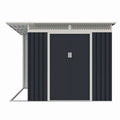 Casuta / magazie de gradina metalica MESTERINO Chester-C, gri/bej, 257x269x187 cm, cu usi culisante, baza metalica CADOU