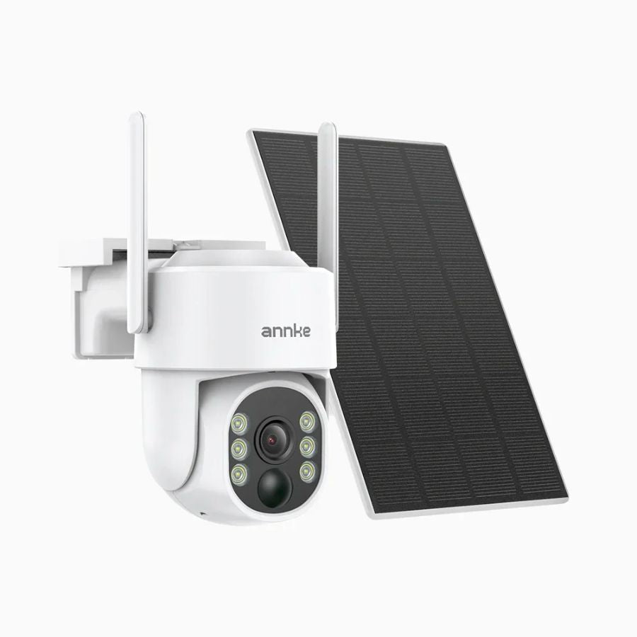Camera performanta de supraveghere video ANNKE I81BM, de exterior, WiFi 4MP, Super HD, Pan &amp; Tilt, panou solar si baterie, comunicare audio bidirectionala, rezistent la intemperii