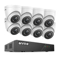 Sistem performant de supraveghere video ANNKE N98PBL+I51DS*8, PoE, NVR 8 canale, 8 camere tip Turret interior/exterior 5MP, Ultra HD/2k+, vedere nocturna IR, audio, rezistent la intemperii