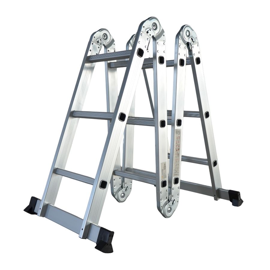 Scara multifunctionala aluminiu cu balama 4X3 trepte MESTERINO TOOLS MTJL201-4X3, 3.6 metri, greutate maxima 150 kg