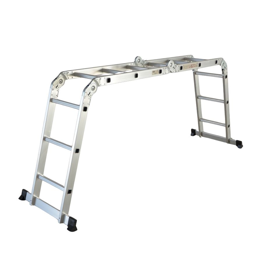 Scara multifunctionala aluminiu cu balama 4X3 trepte MESTERINO TOOLS MTJL201-4X3, 3.6 metri, greutate maxima 150 kg