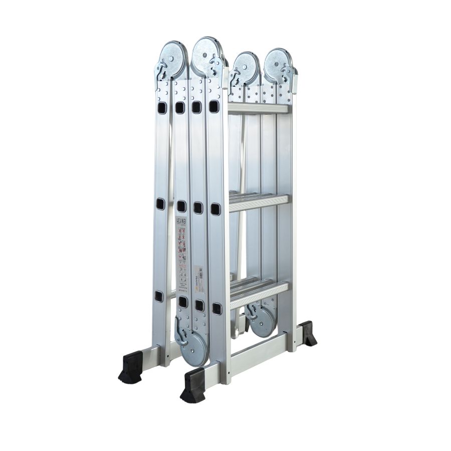 Scara multifunctionala aluminiu cu balama 4X3 trepte MESTERINO TOOLS MTJL202-4X3, 3.55 metri, greutate maxima 150 kg