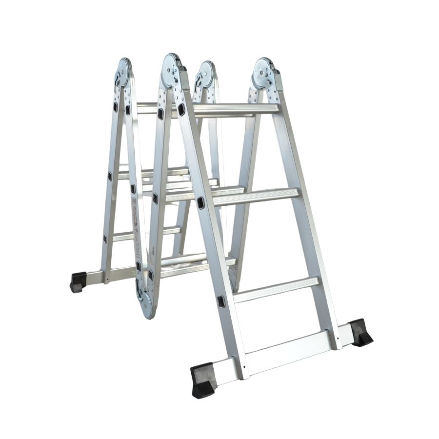 Scara multifunctionala aluminiu cu balama 4X3 trepte MESTERINO TOOLS MTJL202-4X3, 3.55 metri, greutate maxima 150 kg