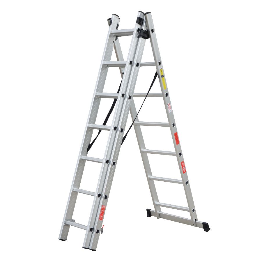 Scara combinata din aluminiu 3X7 trepte MESTERINO TOOLS MTJL207-3X7, 4.25 metri, greutate maxima 150 kg