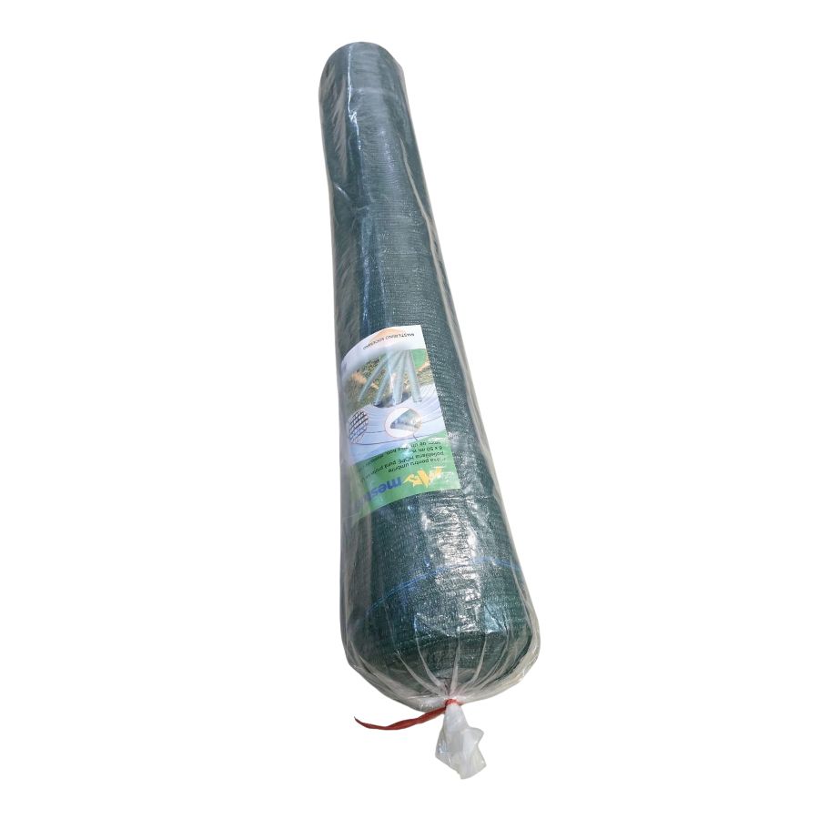 Plasa pentru umbrire, polietilena HDPE pura, MESTERINO 50085050, 8 m X 50 m, grad de umbrire 50%, densitate 50g/mp, verde inchis, protectie UV/IR