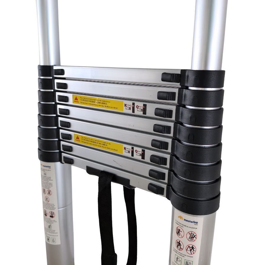 Scara telescopica din aluminiu MESTERINO TOOLS MTJL-101-5.4, 5.4 metri, 14 trepte, greutate maxima suportata 150 kg