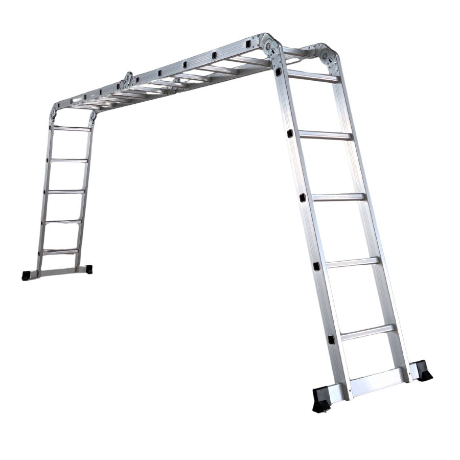 Scara multifunctionala din aluminiu cu balama MESTERINO TOOLS MTJL201-4X5, 4X5 trepte, 5.8 metri, greutate maxima suportata 150 kg