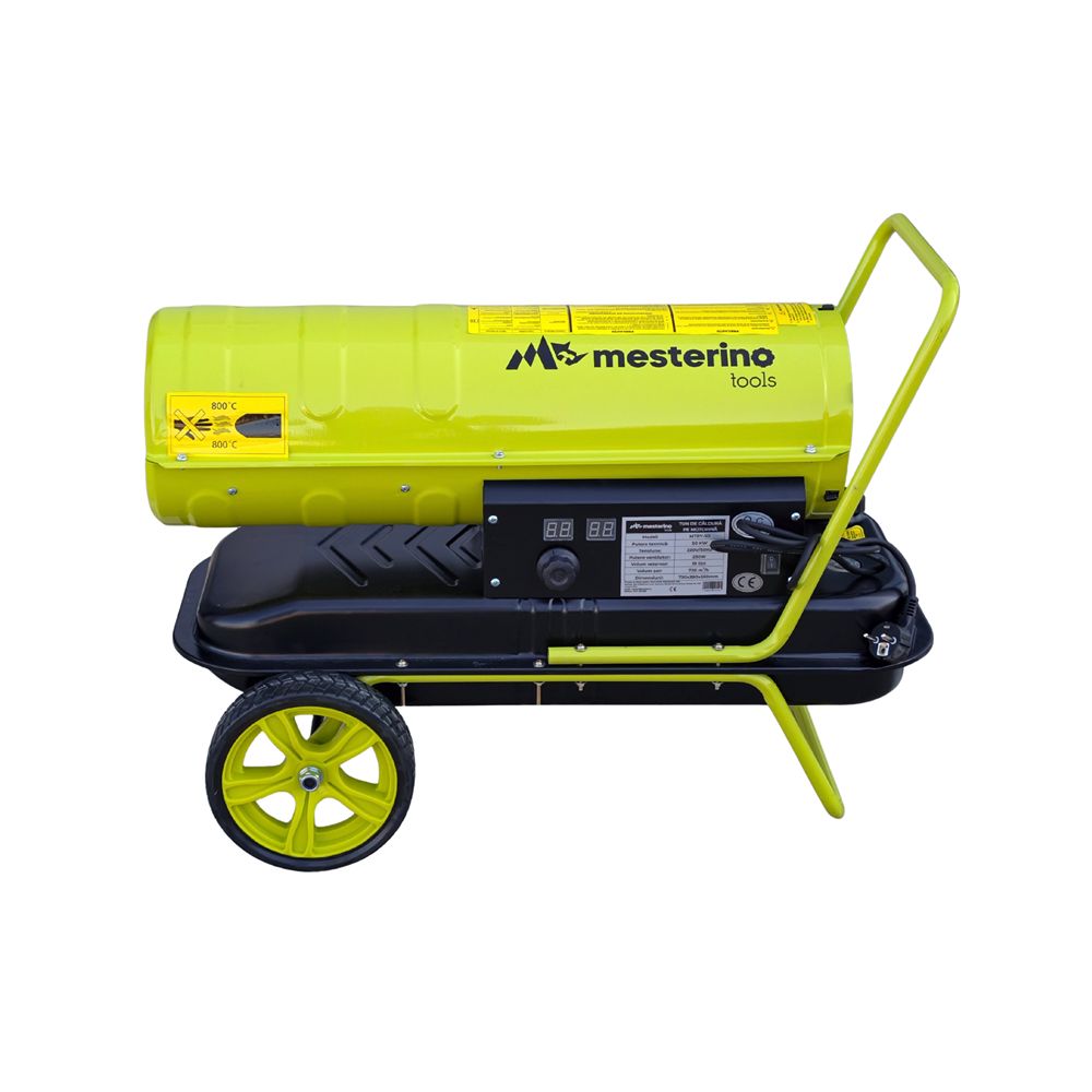 Tun de caldura pe motorina MESTERINO MTRY-50, putere 50 KW, ventilator 230 W, volum aer 720 m3/h, capacitate rezervor combustibil 19 litri