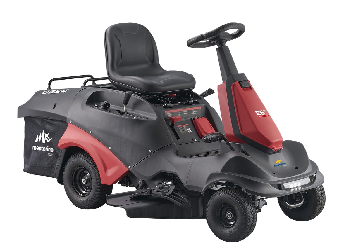 Tractoras pentru tuns gazon/iarba MESTERINO TOOLS MTBJXRM26P-D224, motor LONCIN 224 cmc, putere 7.5 cai, latime de taiere 660 mm, 5 nivele taiere, sac colector 150 litri