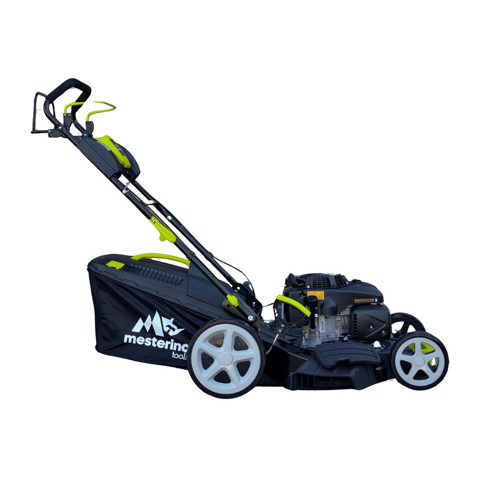 Masina autopropulsata pentru tuns iarba/gazon MESTERINO MTBJXPM51N-224, motor 4T LONCIN 224 cmc, 6.1 CP, latime taiere 51 cm, 8 nivele de taiere, sac colector 60 litri, evacuare laterala si mulcire