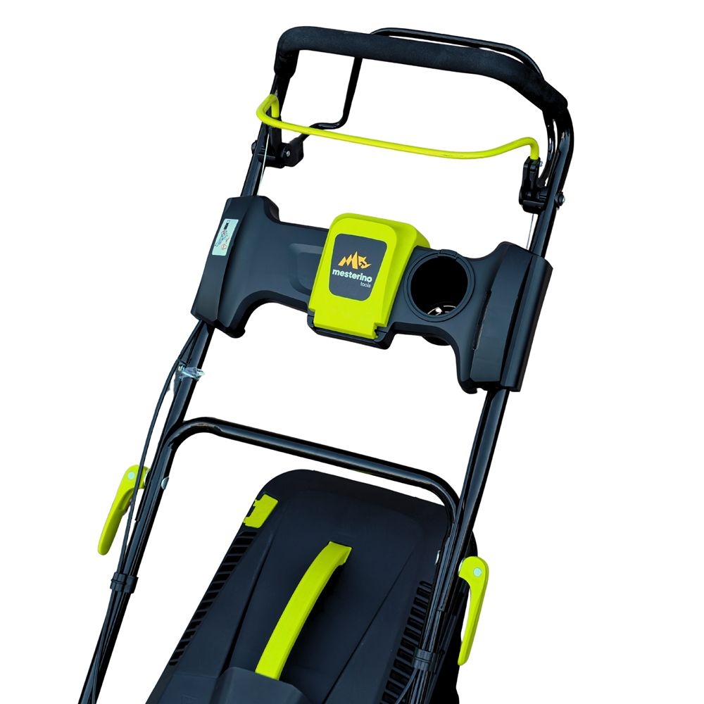 Masina autopropulsata pentru tuns gazonul Mesterino Tools MTBJXPM53N-224 cu motor LONCIN 224cc, 6.1CP, diametru taiere 533mm/21inch, 8 inaltimi de taiere, roti fata 8 inch, roti spate 11 inch, sac colector 60l colectare, evacuare lateral si mulcire