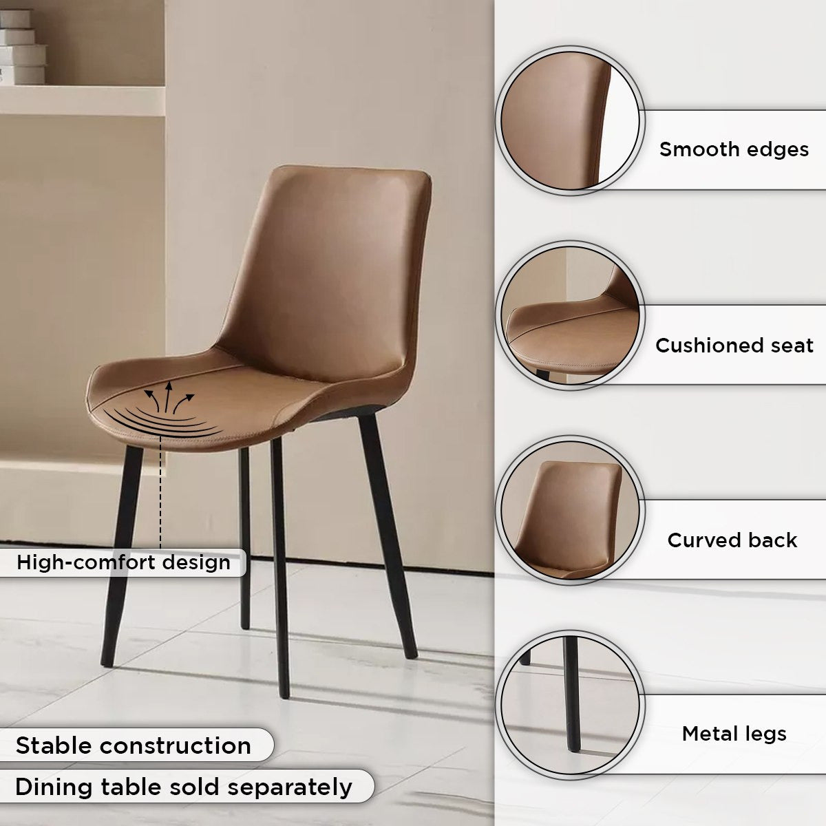 Scaun de dining design scandinav, aspect minimalist, 50 x 46 x 83 cm