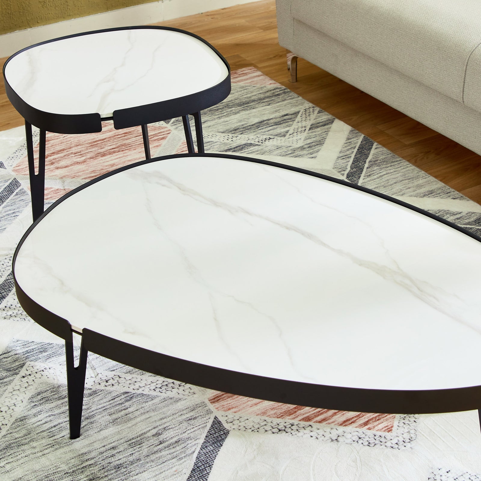 Set 2 măsuțe de cafea din piatră sinterizată