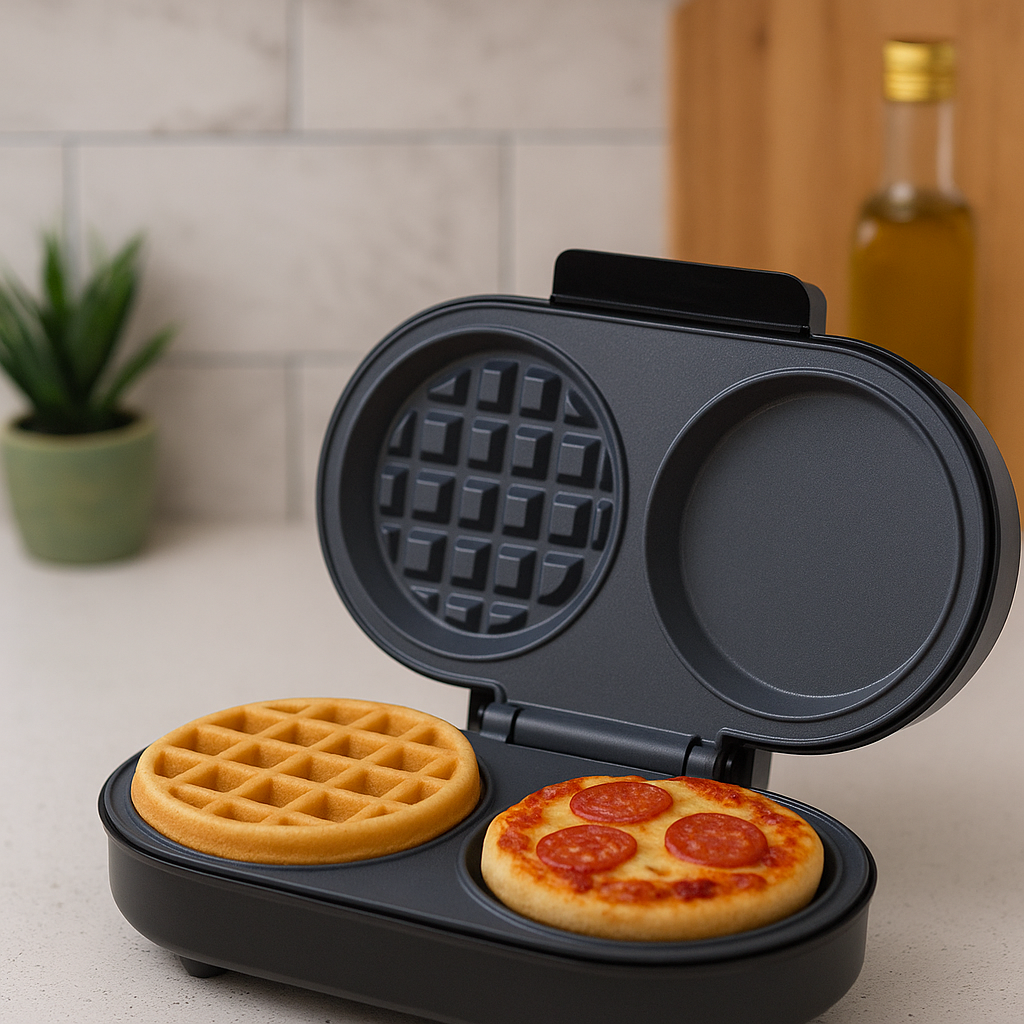 Aparat electric pentru burgeri/omleta/waffles/sandwich, RAF R245, 850 W, 28x23x16 cm, negru