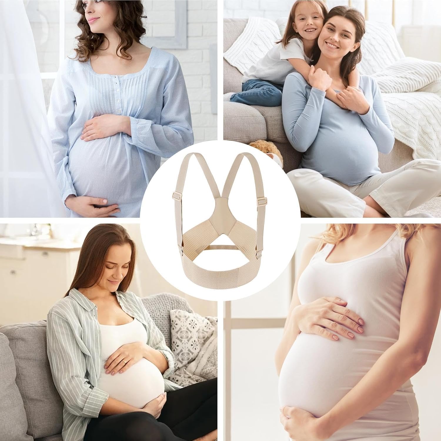 Banda de Suport pentru Gravide Centura Abdominala Crem Elastica Respirabila - detaliu produs