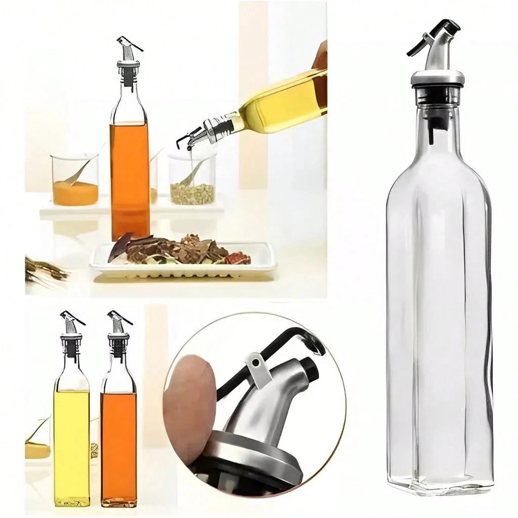 Set elegant pentru ulei, oțet și condimente – 2 sticle din sticlă 500 ml + 3 recipiente cu linguriță 250 ml