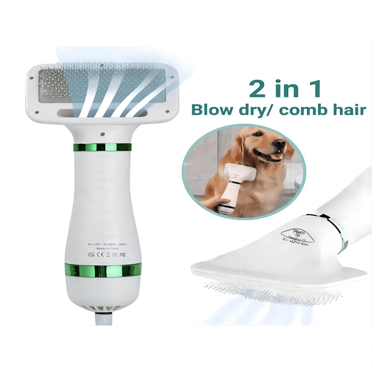 Uscator si perie pentru animale 2 in 1 pentru caini si pisici talie mica si medie