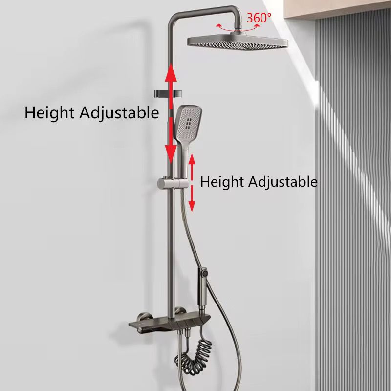 Set Coloana Dus Premium, Alama Cupru, 4 Functii, Butoane Piano, Gri Grafit, Tip Ploaie