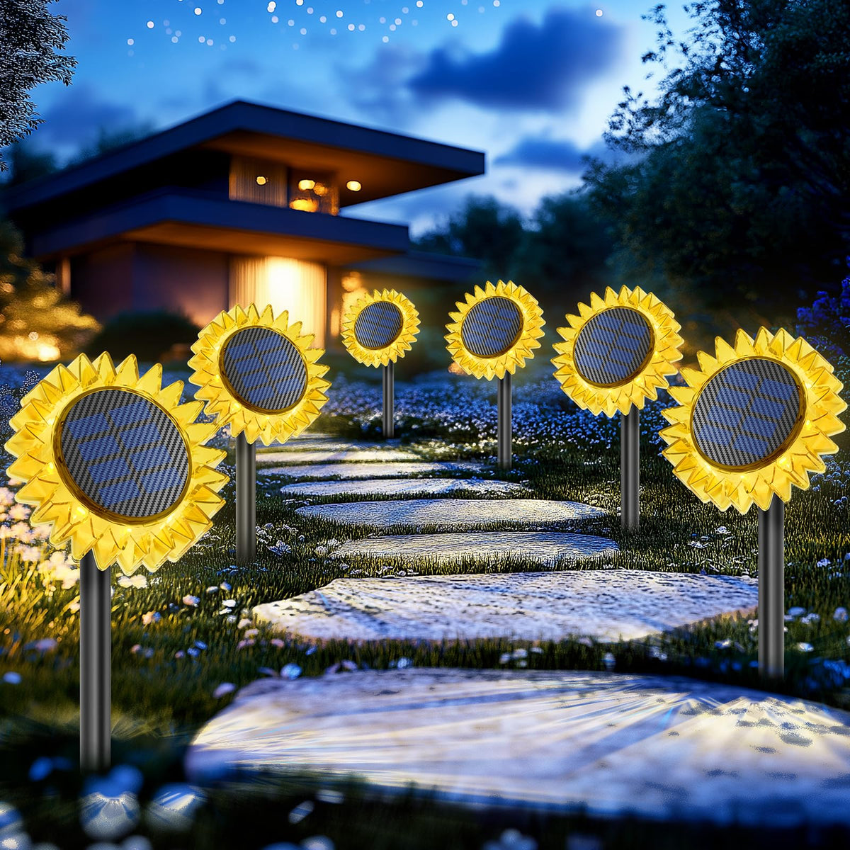 Lampa Solara de Gradina Floarea-soarelui LED Iluminare Automata Decorativa - detaliu produs