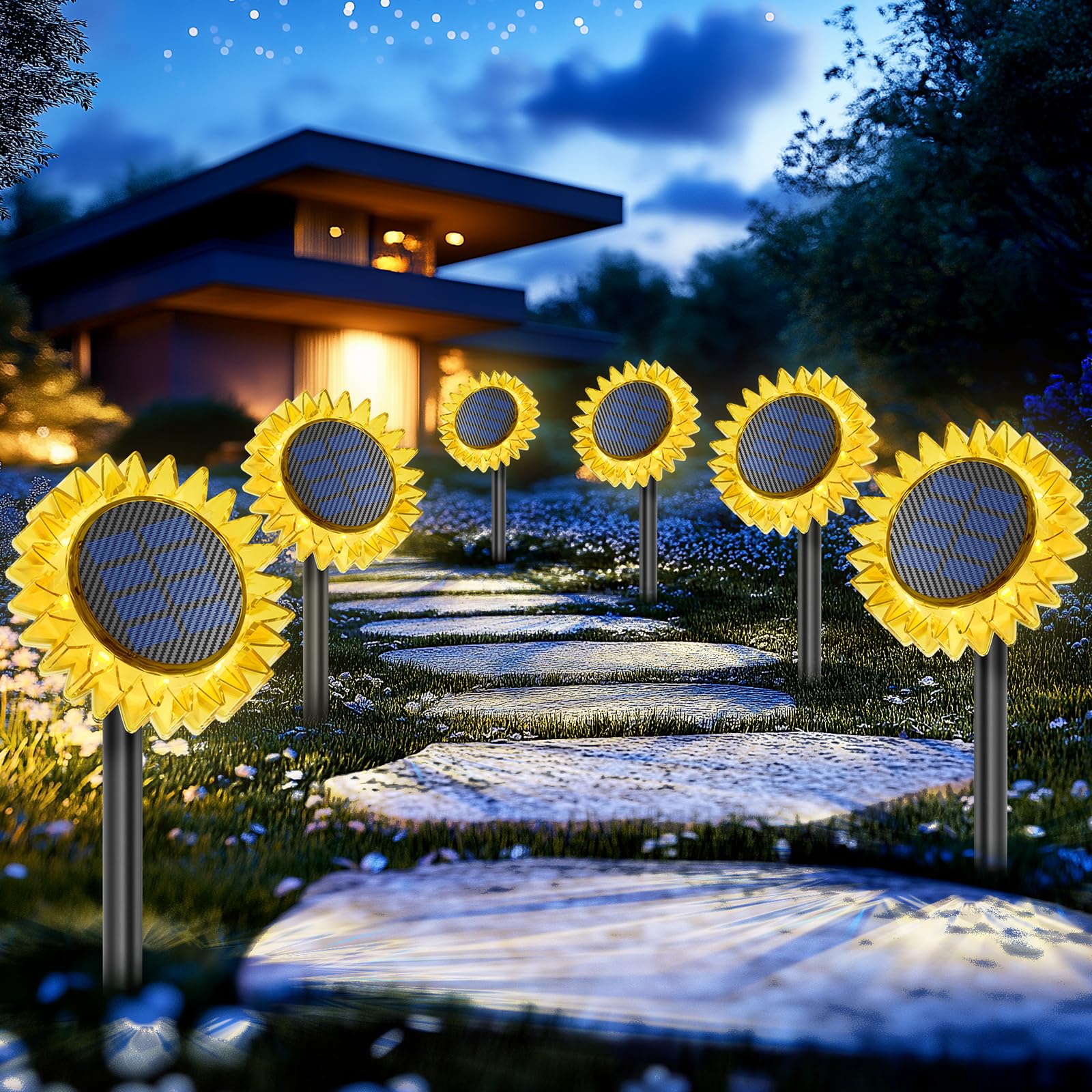 Lampa Solara de Gradina Floarea-soarelui LED Iluminare Automata Decorativa - detaliu produs