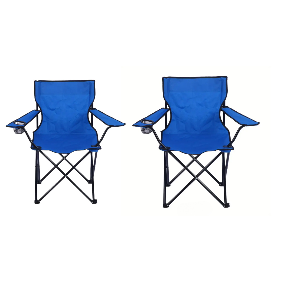 Set 2 scaune camping pliabile cu suport pahar si husa de transport, pentru camping, plaja, pescuit sau gradina, 50 x 50 x 80 cm