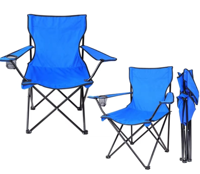Set 2 scaune camping pliabile cu suport pahar si husa de transport, pentru camping, plaja, pescuit sau gradina, 50 x 50 x 80 cm