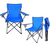 Set 2 scaune camping pliabile cu suport pahar si husa de transport, pentru camping, plaja, pescuit sau gradina, 50 x 50 x 80 cm