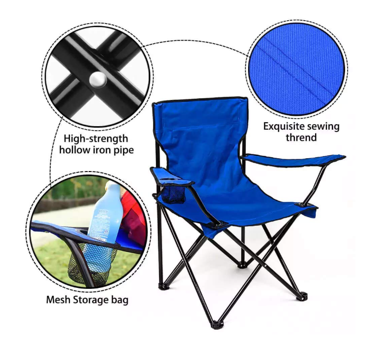 Set 2 scaune camping pliabile cu suport pahar si husa de transport, pentru camping, plaja, pescuit sau gradina, 50 x 50 x 80 cm