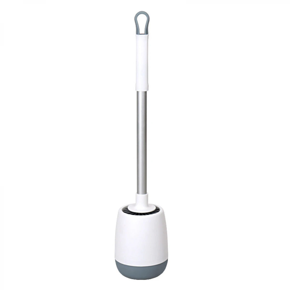 Perie de wc din silicon cu recipient pentru scurgerea apei, suport autoadeziv, 10 cm x 52.5 cm