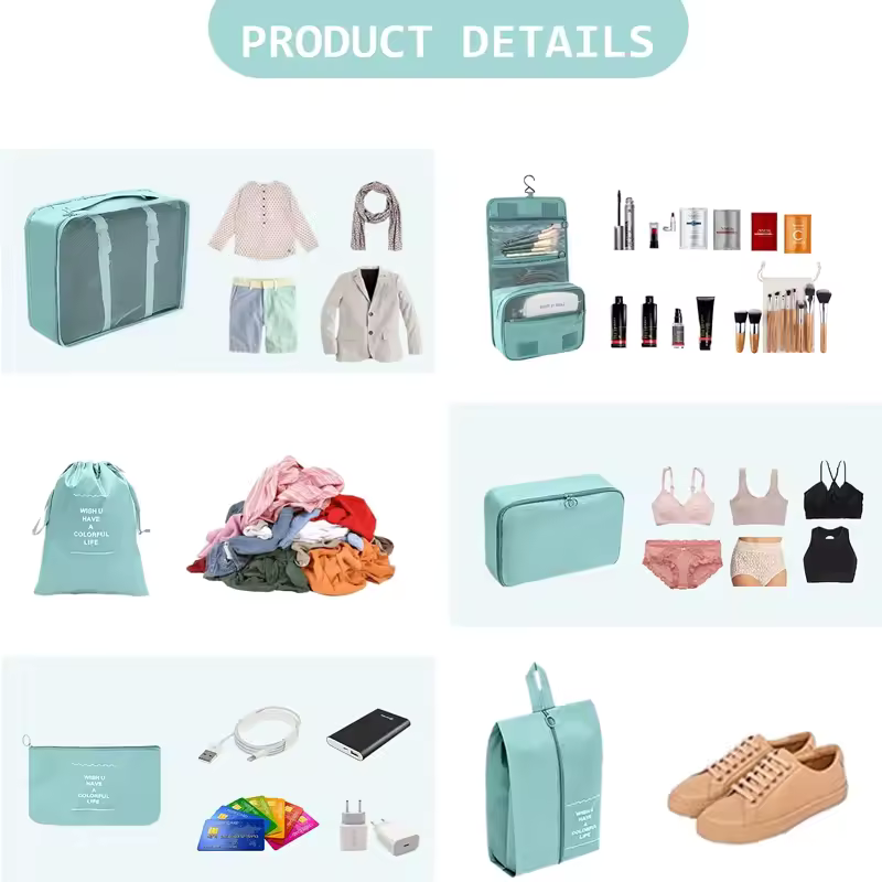 Set 10 organizatoare de bagaje – impermeabile, ușoare, pliante, cu mânere și fermoar dublu