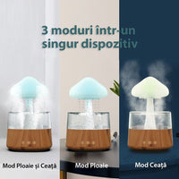 Umidificator in forma de norisor, picaturi de ploaie, lemn / plastic - imagine 8