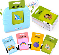 Jucarie educativa Montessori, Set masina de invatare limba engleza cu cititor de carduri, 112 bucati carduri flash 224 de