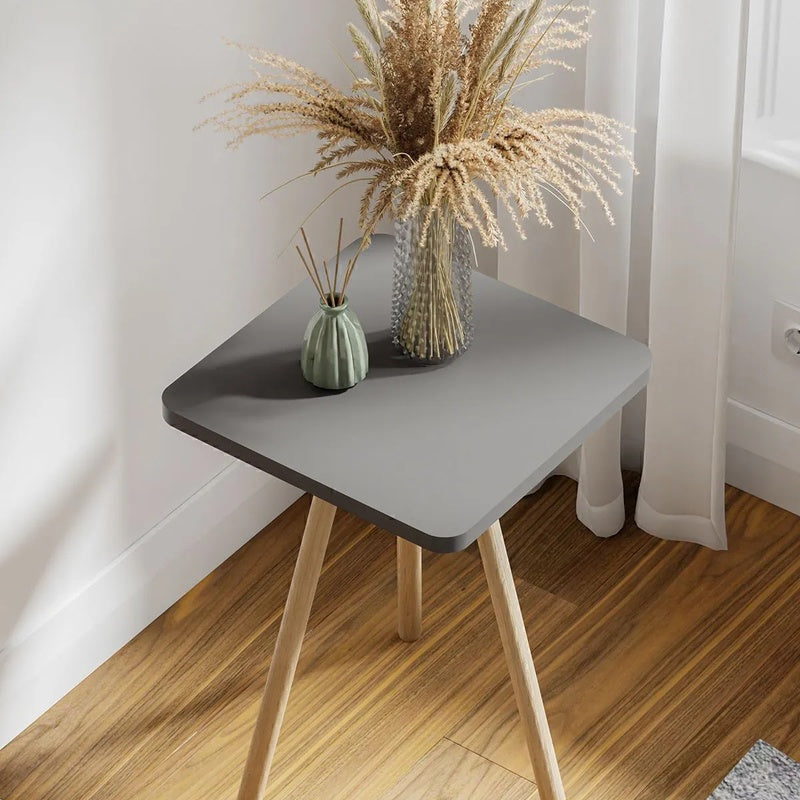 Masuta decorativa cu picioare din lemn, 34 x 34 cm, stil nordic