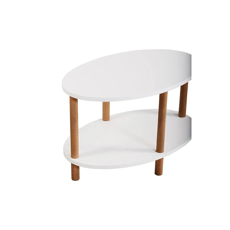 Masa de cafea ovala, cu raft inferior depozitare, 43 x 70 x 44 cm