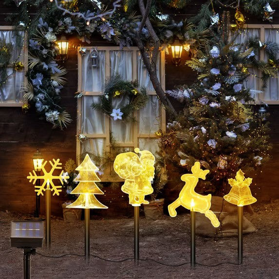 Set 5 Decoratiuni Solare LED Exterior Gradina Iluminare Solara Multicolora - imagine principala