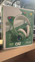 RESIGILAT — Casti wireless pliabile cu urechi de pisica iluminate LED, Bluetooth 5.0, Bass Stereo Fara Microfon / Bleu · Incomplet #002