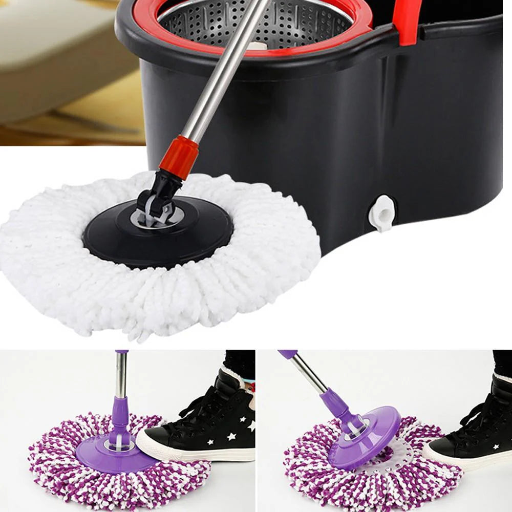 Set Mop Rotativ 8 litri, Cuva din Inox, 4 Rezerve Diferite + Perie Rosturi
