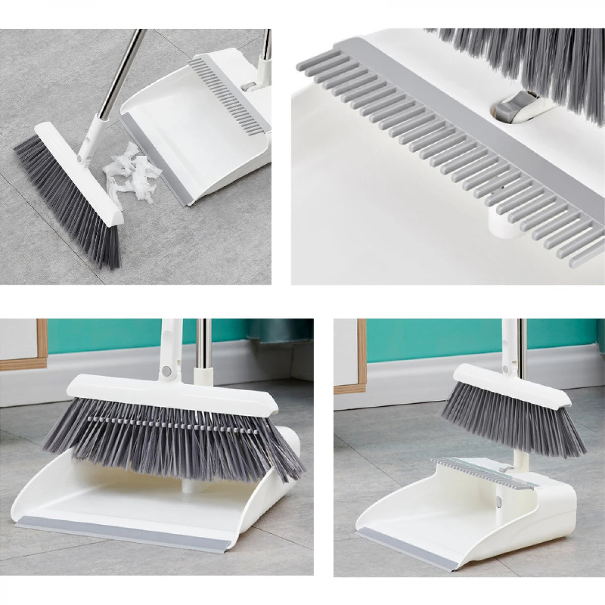 Set matura si faras pliabil, coada inox, perii moi de 7.5 cm, alb