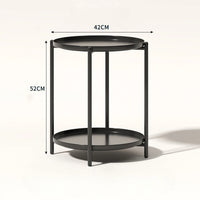 Masuta rotunda pentru cafea din metal, 2 nivele, 42 x 52 cm, negru - imagine 5