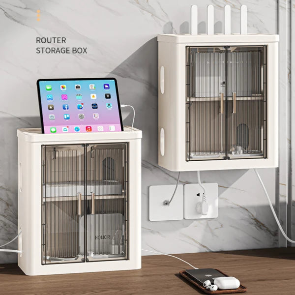 Cutie Depozitare Router WiFi cu Montare pe Perete sau Mobilier, 33 cm x 28 cm x 14.3 cm