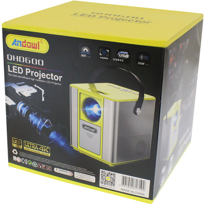 Videoproiector portabil  LED 4K de 5600 Lumeni USB HDMI Andowl QHD600