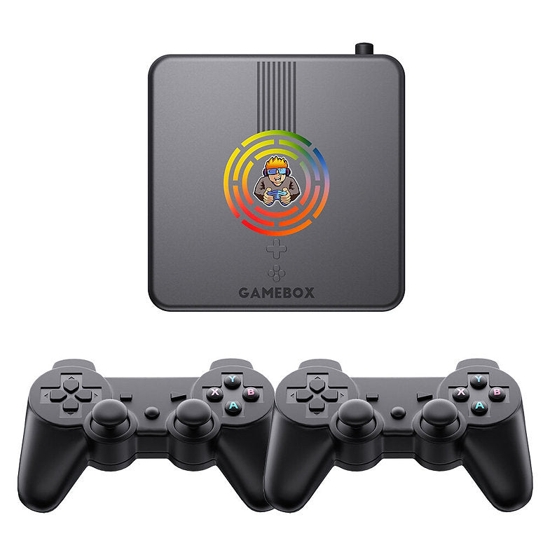 Consola jocuri retro Gamebox X9 2K/4K, 2 controllere wireless 2.4G, 64GB, 9000 jocuri