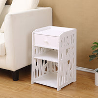 Noptiera alba decorativa, din PVC, 2 polite, 45cm - imagine 2