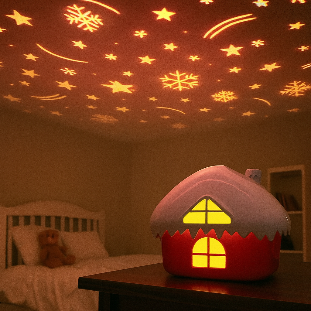 Proiector Craciun tip Casuta cu 5 Diapozitive Interschimbabile, USB