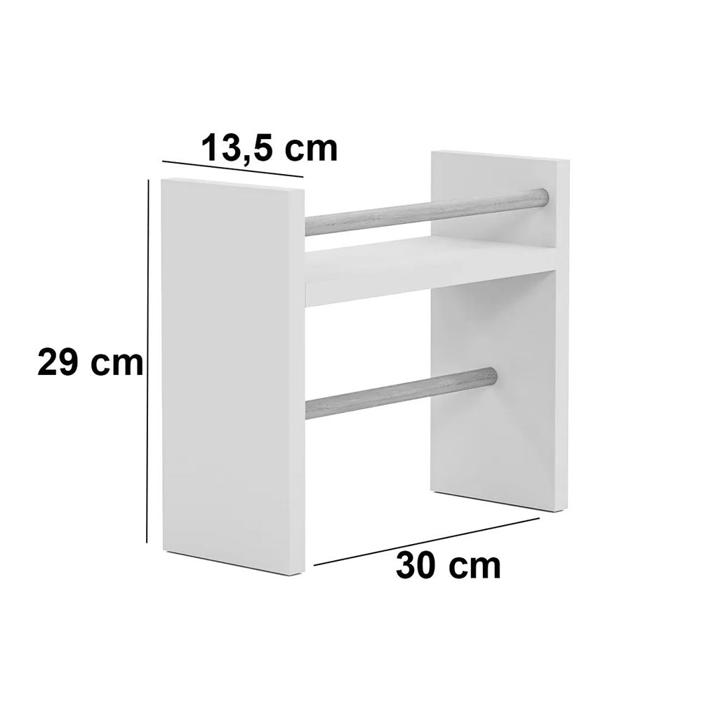 Raft lemn bucatarie 2 in 1 cu suport prosop hartie, organizator condimente, 30x13.5x29 cm