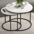 Set 2 Masute Suprapuse pentru Living, Masute de Cafea si Laterale cu Cadru Metalic